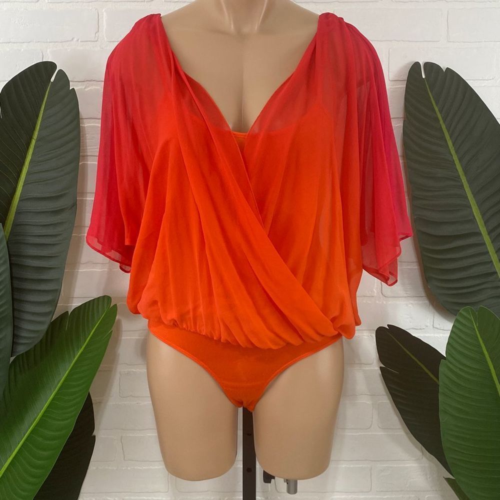 Bebe Ombré Dolman Surplice Bodysuit